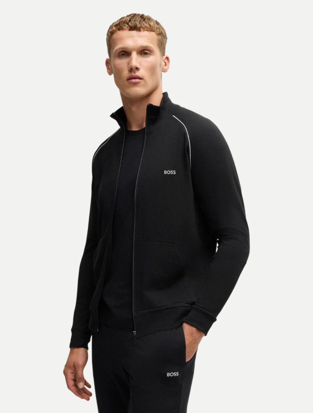 Jaqueta Hugo Boss Regular Malha Mix&Match Z Preta